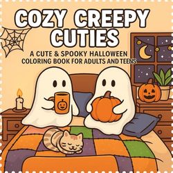 Cozy Creepy Cuties: A Cute & Spooky Halloween Coloring Book for Adults and Teens: 50 Adorably Creepy Creatures to Color | Cozy Ghosts, Black Cats, Pumpkins & Fall Vibes for Relaxation and Fun