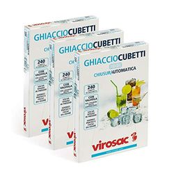 Virosac - Ghiaccio Cubetti - Sacchetti per la realizzazione di cubetti di ghiaccio, confezioni da 10 fogli, kit da 3 confezioni, Plastica, Rettangolare, Trasparente