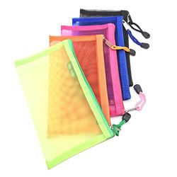 Paquete de 5 Bolsas Multiusos de Malla de Nailon para cosméticos, Estuches de Viaje, Estuches para lápices, organizadores de Viaje, Multicolor, 5 Count (Pack of 1)