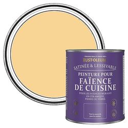 Rust-Oleum Peinture Jaune Résistante à l'eau pour Faïence de Cuisine, Finition Satinée - Moutarde 750ml