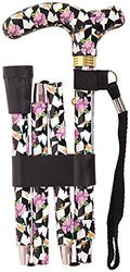 Aidapt Patterned Fold Down Adjustable Height Lightweight Walking Stick with Anti Slip Ferrule Foot for Stability and Confidence when Walking Supplied with a Hanging Carry Strap and Handle