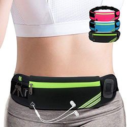 AIKENDO Sac Banane pour Course à Pied, Sac Banane d'entraînement, Ceinture de Poche pour Jogging, Voyage, Argent, téléphone Portable pour Accessoires de Course, Noir, Taille Unique