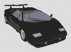 Lamborgini Countach 25th Anniversary 88-89 Roadster Cross Stitch Kit - Black