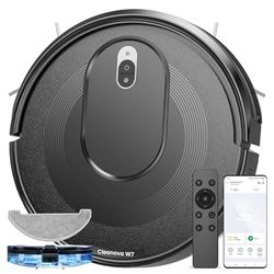 Vexilar W7 Robot Aspirapolvere Lavapavimenti 4000Pa,Serbatoio Acqua Elettrico 3 In 1, Robot Lavapavimenti e Aspirapolvere Controllo SIRI/APP/Alexa/IFTTT, Nero