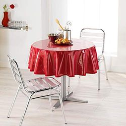 Douceur d'Intérieur CDaffaires-Toalha de mesa de vidro redonda (0), 180 cm, PVC, 15/100e, transparente, cloreto de polivinil