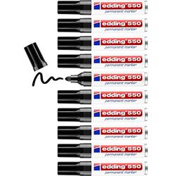 edding 550 permanent markör – svart – 10 stift – rund spets 3–4 mm – vattentät, snabbtorkande – friktionsbeständig – för kartong, plast, trä, metall, glas