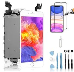 Mobilevie Pantalla LCD Retina + Pantalla Táctil Todo Ensamblado Completo En Chasis para iPhone - Blanco, iPhone 6 Plus