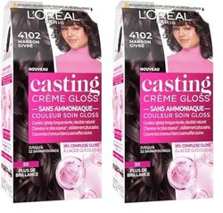 L’ORÉAL PARIS - Coloration Cheveux Semi-Permanente Ton sur Ton - Couleur Soin Gloss - Sans Ammoniaque - Casting Crème Gloss - Nuance : Marron Givré (4102) (Lot de 2)