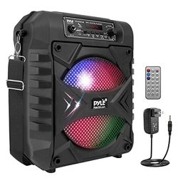 Pyle Speaker Bluetooth Portatile, Ricaricabile da 300W con Subwoofer da 20,32 cm, AUX, Ingresso Microfono, Luci per Feste, MP3/USB, Radio, Telecomando