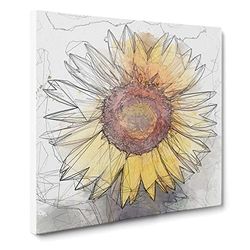 The Sunflower in Abstract Modern Canvas Wall Art Print Ready to Hang, Framed Picture for Living Room Bedroom Home Office Décor, 14x14 Inch (35x35 cm)