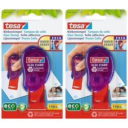 tesa Glue Stamp - Adhesive Solution for Fast Gluing of Paper, Cardboard and Photos - 1,100 Double-Sided Adhesive Dots - Eco-Friendly Packaging (Pack of 2)