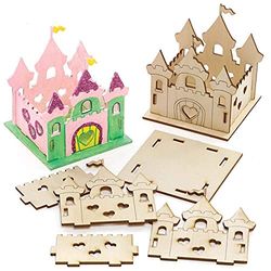 Baker Ross FE580 Kit de modèle en bois château - Paquet de 3, photophore pour décorer et exposer, projet idéal pour les arts et l'artisanat pour enfants