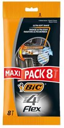 BIC 4 Flex Rasoi Usa e Getta Uomo con Barra Protettiva in Gomma e Banda Emolliente - Confezione da 8