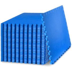 ProsourceFit Extra Thick Puzzle Exercise Mat 3/4", EVA Foam Interlocking Tiles for Protective, Cushioned Workout Flooring for Home and Gym Equipment, Blue 4-Pack, 3/4" Thick 96 Square Feet