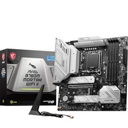 MSI MAG B760M MORTAR WIFI II Motherboard, mATX - Supports Intel 12th & 13th Gen Core Processors, LGA 1700 - DDR5 Memory Boost 7800+MHz/OC, 1x PCIe 5.0 x16, 3 x M.2 Gen4, 2.5G LAN, Wi-Fi 6E