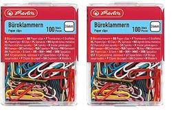 Herlitz 26 mm Paper Clips - Assorted (Pack of 2)
