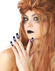 KIT ROUGE A LEVRE ET FAUX ONGLES TETE DE MORT