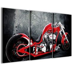 Stampe su Tela Foto, Harley Davidson X Modern canvas uit 3 panelen, reeds ingelijst, canvas, klaar om op te hangen, 90 x 60 cm