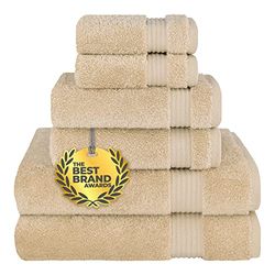Cotton Paradise Juego de Toallas de 6 Piezas, 100% algodón Turco Suave y Absorbente para baño, 2 Toallas de baño, 2 Toallas de Mano y 2 paños, Juego de Toallas Color Gris Pardo Arena