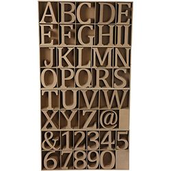 Letras de madera, números y letreros, H: 8 cm, MDF, incluyendo exhibición de madera gratuita, 240 asstd