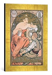 Ingelijste foto van Alfons Mucha "Plakkaat voor de Société Populaire des Beaux Arts", kunstdruk in hoogwaardige handgemaakte fotolijst, 30x40 cm, Gold Raya