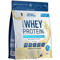 Applied Nutrition Critical Whey Protein Powder 450g - High Protein Powder, Protein Milkshake, Muscle Building Supplement with BCAAs & Glutamine (450g - 15 Servings) (Vanilla)