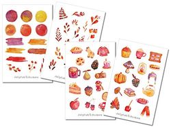 Set di adesivi Autunno | Adesivo | Diario adesivo | Planner adesivo Foglie, Natura, Fiori, Piante