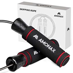 Amonax Corda per Saltare Professionale, speed rope crossfit, corda boxe jump rope skipping rope gym fitness, funicella corda da salto double under allenamento, attrezzi palestra casa kit.