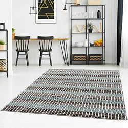 Carpet City Tapis Moderne à Poils Plats en polypropylène Gris/Vert 160 x 225 cm