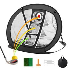 VEVOR Filet d'Entraînement au Golf Pop Up, Filet de Chipping Portable, Intérieur et Extérieur, Filet d'Aide à la Frappe de Golf avec Cible/Tapis/Balles/Tee/Sac de Transport, pour Amateurs de Golf