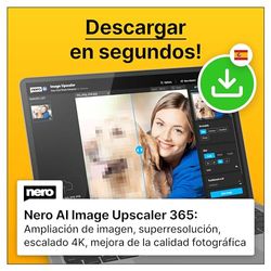 Nero AI Image Upscaler 365 | Ampliar + Enfocar Imágenes | Escalar a 4K | Mejorar la Calidad de las Fotos | Windows 11 / 10 | 1 Dispositivo | Licencia anual | Código de activación enviado por email