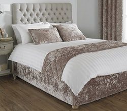 Riva Home Paoletti Verona Bed Wrap - Oyster Beige - Velvet Feel - Crushed Velvet Look - Elasticated - 100% Polyester - Double - 135 x 190 x 50cm (53" x 74" x 20" inches)