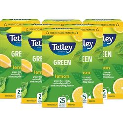 Tetley Lemon Green Tea Bags - Refreshing & Healthy Citrus Blend - Rainforest Alliance Certified - Plant Based Tea Bags - Perfect for a Relaxing Moment - 150 Teabags (6x25 Pack)