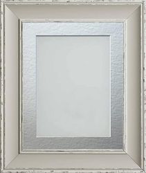 Frame Company Brooke Moonstone Grey Photo Frame, Silver Mount, 12x12 for 8x8 inch, fitted with perspex