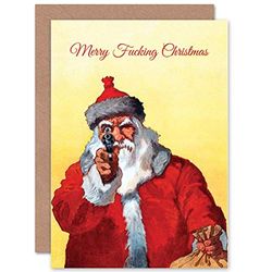 Wee Blue Coo CARD MERRY CHRISTMAS XMAS ADULT THEME ANGRY SANTA FUN GIFT
