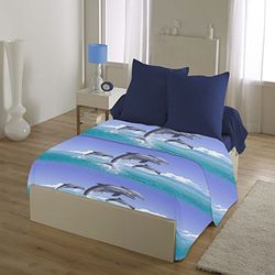 Home Linge Passion beddengoedset, 4-delig, 240 x 300 cm, Dolphin microvezel, blauw-groen, 240 x 300 cm