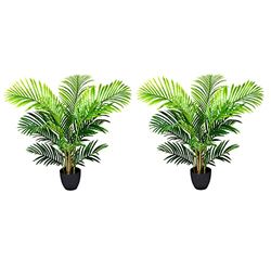 GreenBrokers Pack van 2 kunstmatige echte aanraking Areca Phoenix palmboom in pot 3ft/94cm, groen, 94cm