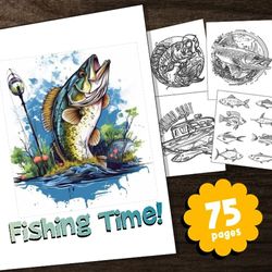 My fishing coloring book: XXL coloring book with 75 pages - fish, fishing rods and figures coloring fun!