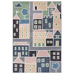 Hanse Home Design kindertapijt Lovely City (80x150 cm, zachte pool, krachtige kleuren, ideaal voor kinderkamer, speelonderlegger, duurzaam en gemakkelijk te onderhouden) pastelkleurig