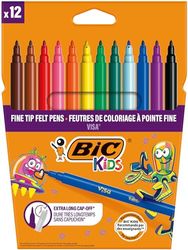 Bic Kids Visa Felt Pens - Assorted Colours, Wallet Of 12