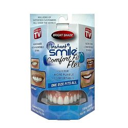 Natychmiastowe zęby kosmetyczne Smile Comfort Fit Flex, jasny biały odcień, wygodna górna okleina, 1 rozmiar pasuje do większości