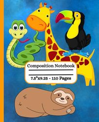 Composition Notebook: Safari Animals for Kids Journal -110 Pages , 7.5"x9.25"