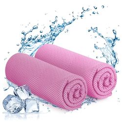 KAYMAN 2-pack yoga-koelhanddoeken - zachte, ademende microvezel - verwijdert zweet en droogt snel, ideaal voor yoga, sportschool, golf, hardlopen, workouts en wandelen - gemakkelijk te wassen (roze)