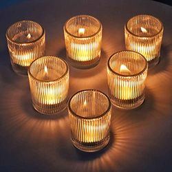 VOHO Clear Votive Candle Holders for Table Centerpiece, Glass Candle Holder Bulk Set of 12, Glass Votive Holder for Home Decor & Holiday Decor(2.1 x 2.6 Inch, Clear)