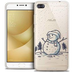 Caseink Hoes voor Asus Zenfone 4 MAX PLUS/Pro ZC554KL (5.5) Beschermhoes Case [Crystal Gel Motief HD Collectie Kerstmis 2017 Ontwerp Bonhomme de Neige - Flexibel - Ultra Thin - Gedrukt in Frankrijk]