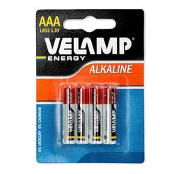 Velamp LR03 / 4BP Blister de 4 pilhas alcalinas Mini Stylus LR03 AAA, 1,5 V, vermelho