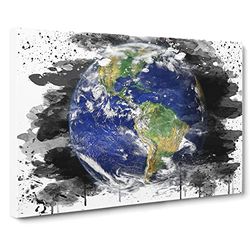 Earth from Space NASA No.8 V3 Modern Canvas Wall Art Print Ready to Hang, Framed Picture for Living Room Bedroom Home Office Décor, 24x16 Inch (60x40 cm)