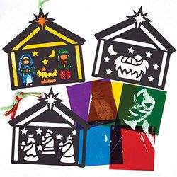 Baker Ross transparant papier knutselhangers knutselsets kerstverhaal (6 stuks) gekleurd glas-effect voor Kerstmis, gesorteerd
