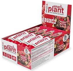 PhD Nutrition Smart Plant Bar Low Calorie, High Protein Low Sugar Vegan Protein Bar/Protein Snacks, Peanut Butter and Jelly Flavour, 20g of Plant Protein, 64g Bar (12 Pack)