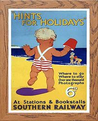 Lumartos, Vintage Poster Hints For Holidays Southern Railway, Wood, A4